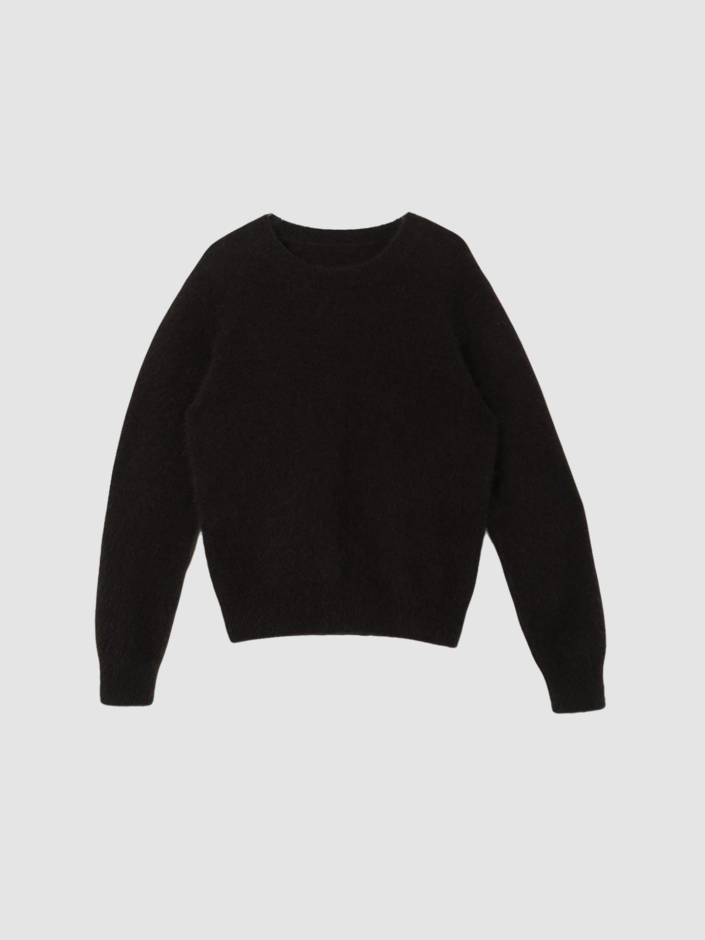 Arkin Studio cozy crewneck wool sweater in dark brown, main view on a white background