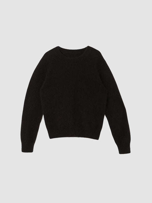 Arkin Studio cozy crewneck wool sweater in dark brown, main view on a white background