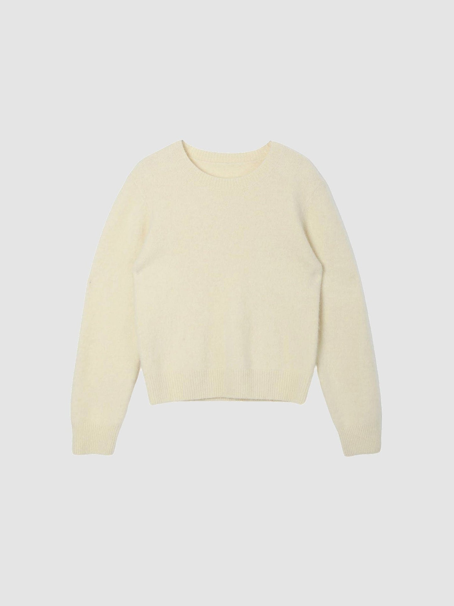 Arkin Studio cozy crewneck wool sweater in light-yellow, main view on a white background