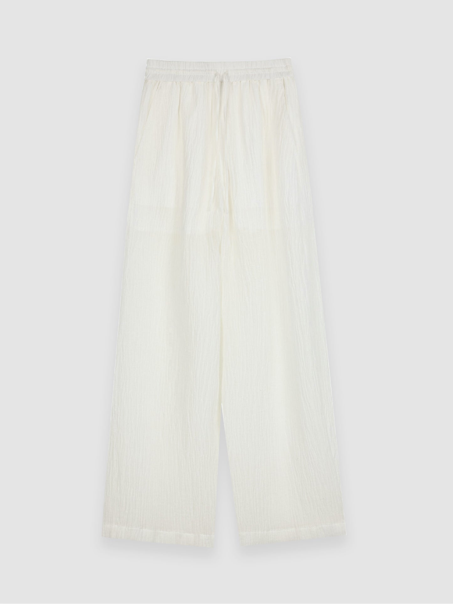 Arkin Studio crinkled linen wide leg pants in ivory, main view on a white background