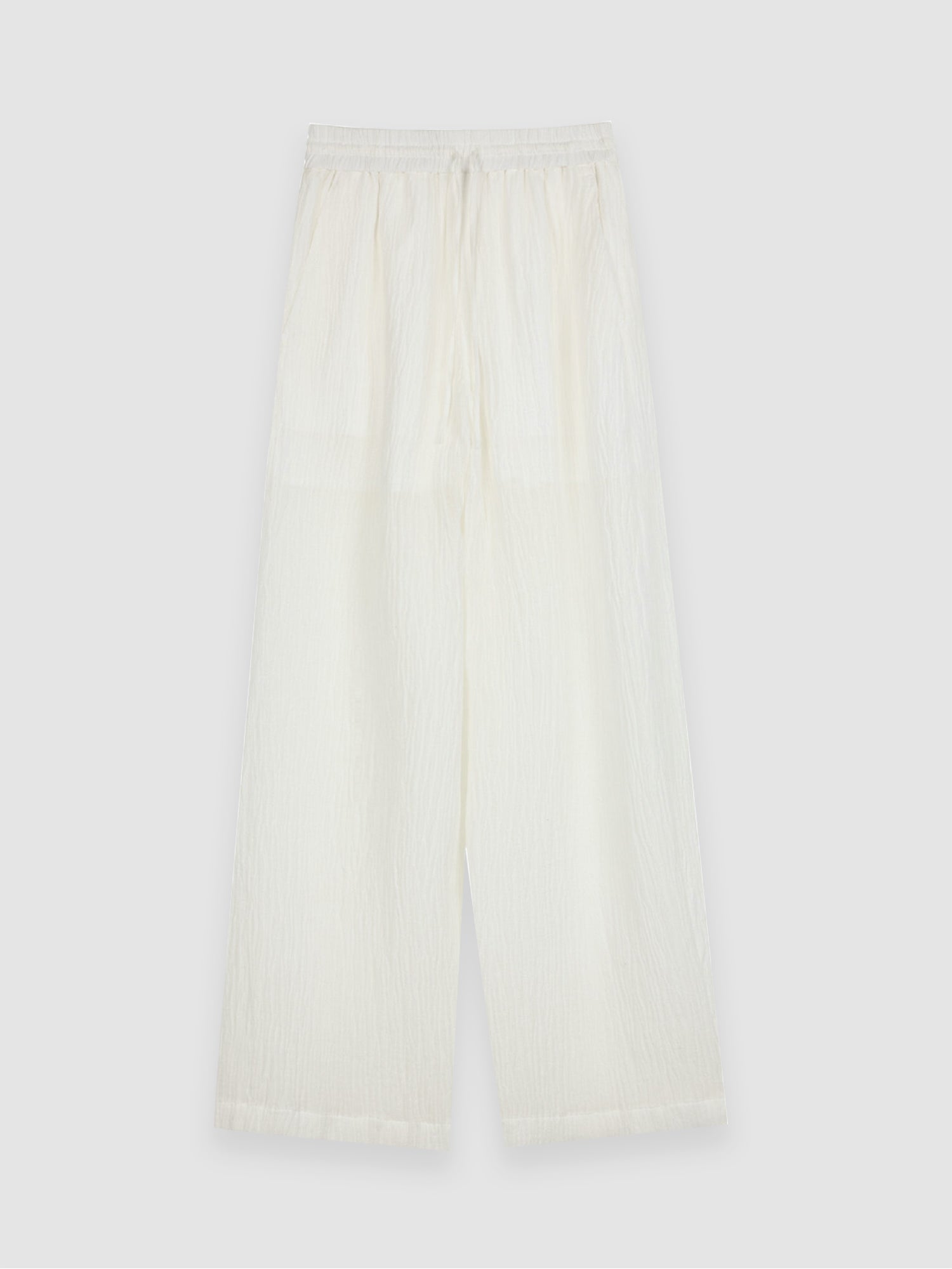 Arkin Studio crinkled linen wide leg pants in ivory, main view on a white background