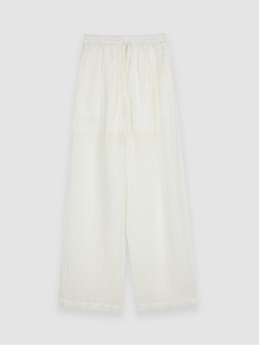 Arkin Studio crinkled linen wide leg pants in ivory, main view on a white background