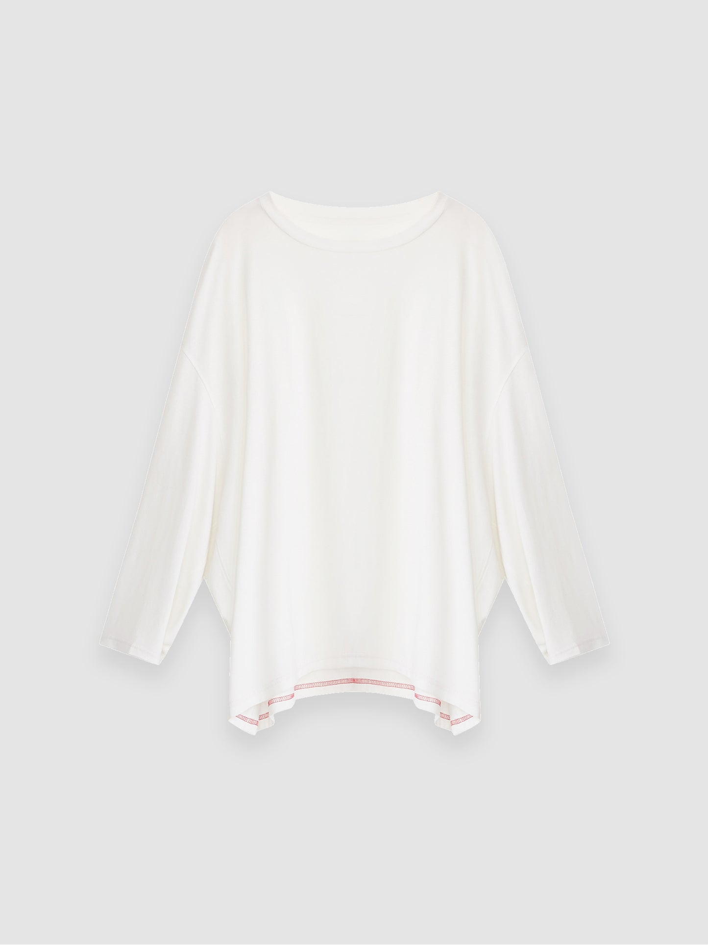 Arkin Studio deconstructed modal cotton long sleeve tee in white, main view on a white background