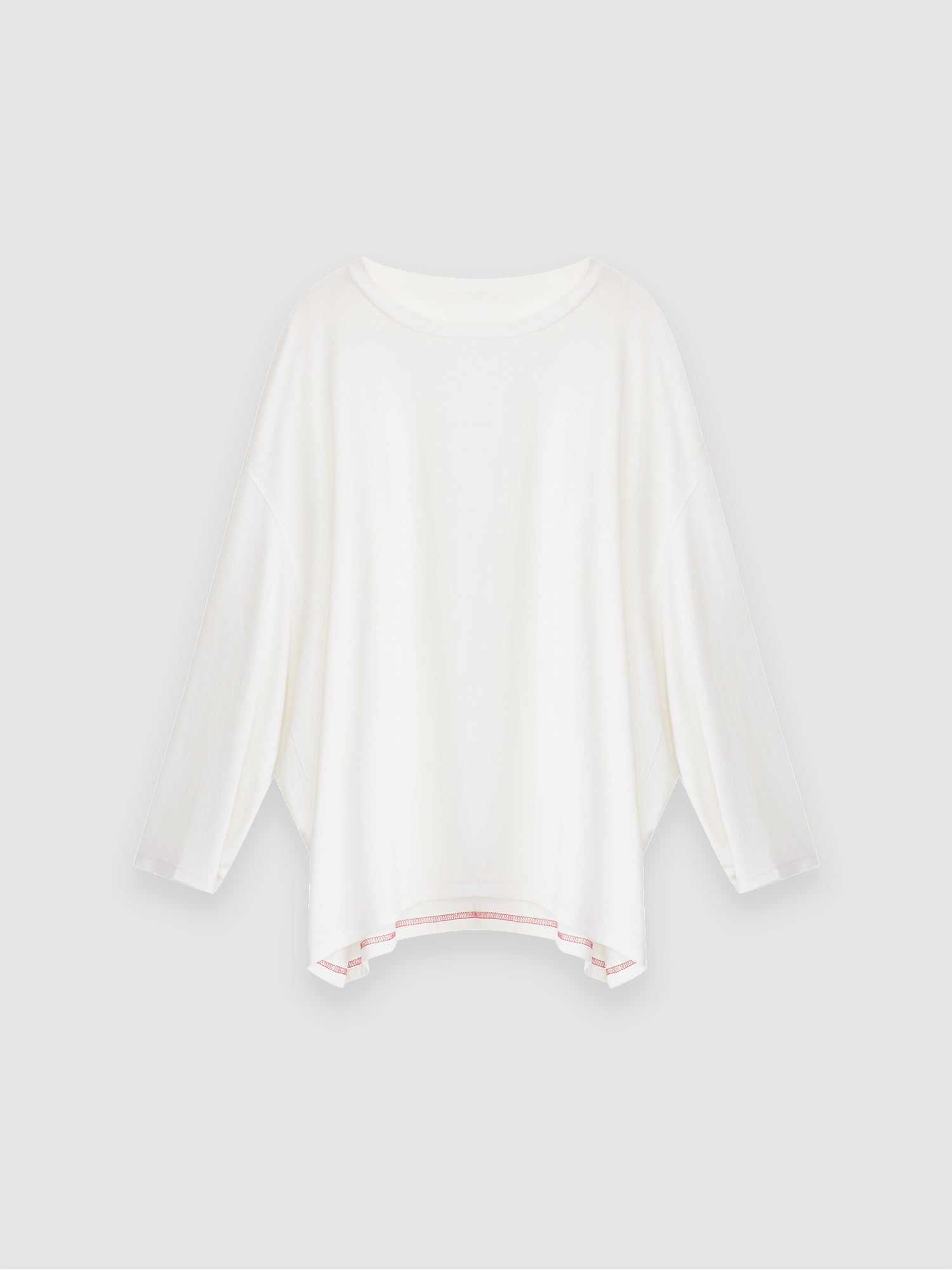 Arkin Studio deconstructed modal cotton long sleeve tee in white, main view on a white background