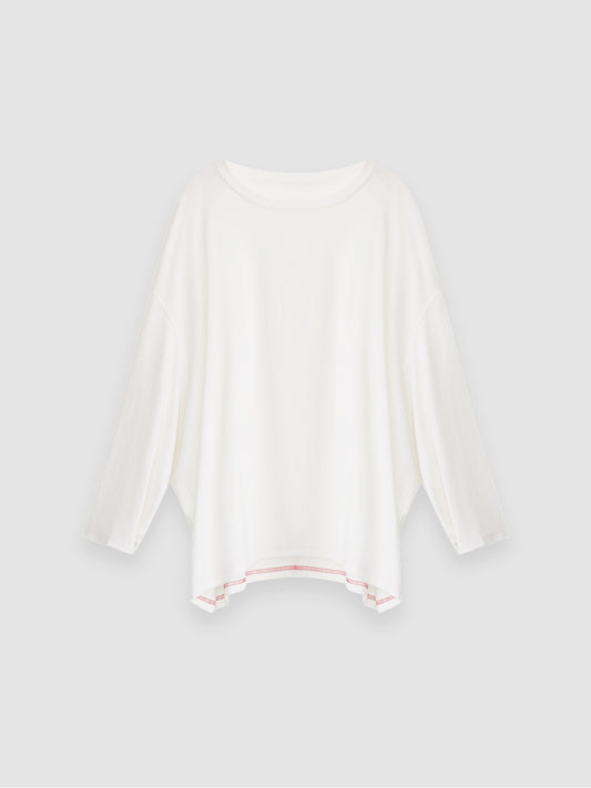 Arkin Studio deconstructed modal cotton long sleeve tee in white, main view on a white background