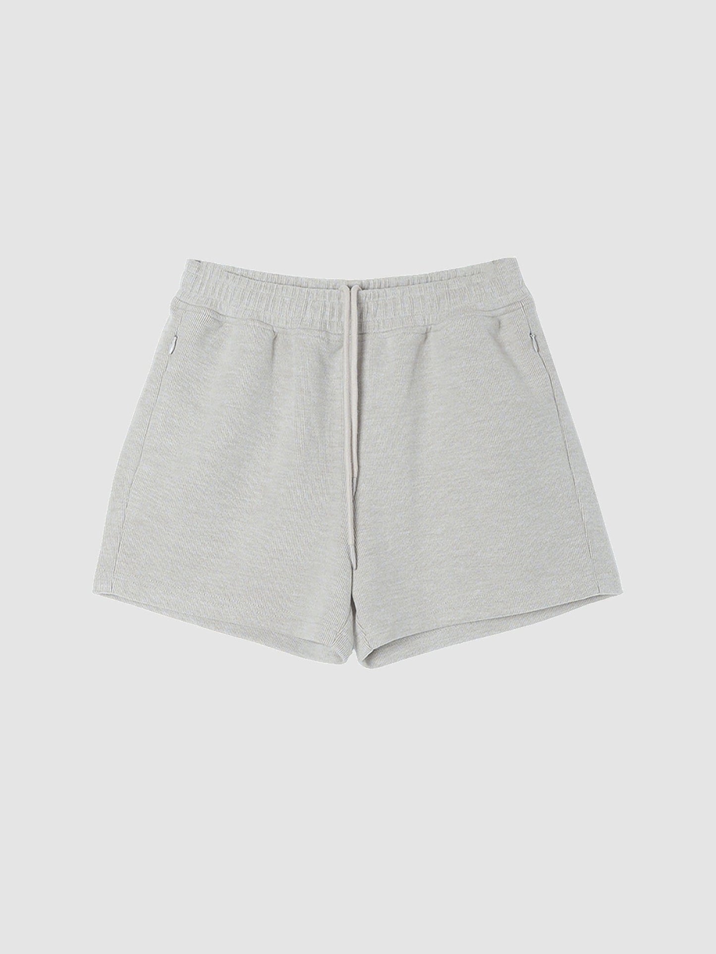 Arkin Studio drawstring high waist sport shorts in light gray, main view on a white background
