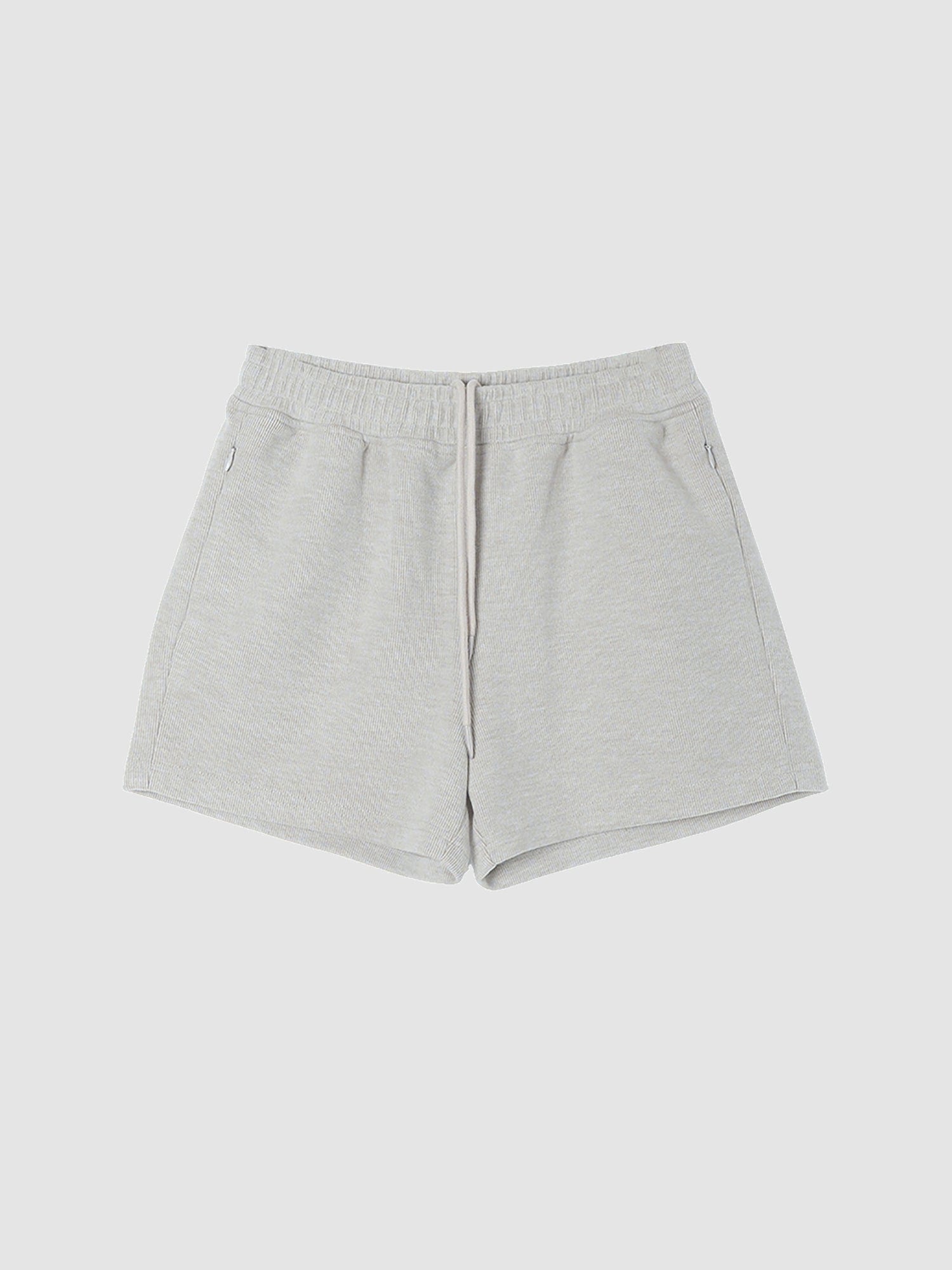 Arkin Studio drawstring high waist sport shorts in light gray, main view on a white background