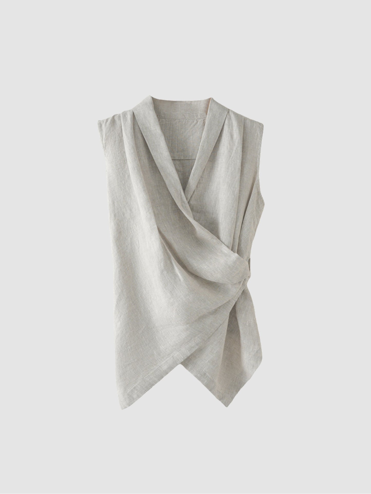 Arkin Studio linen v-neck d-ring vest in light-gray, main view on a white background