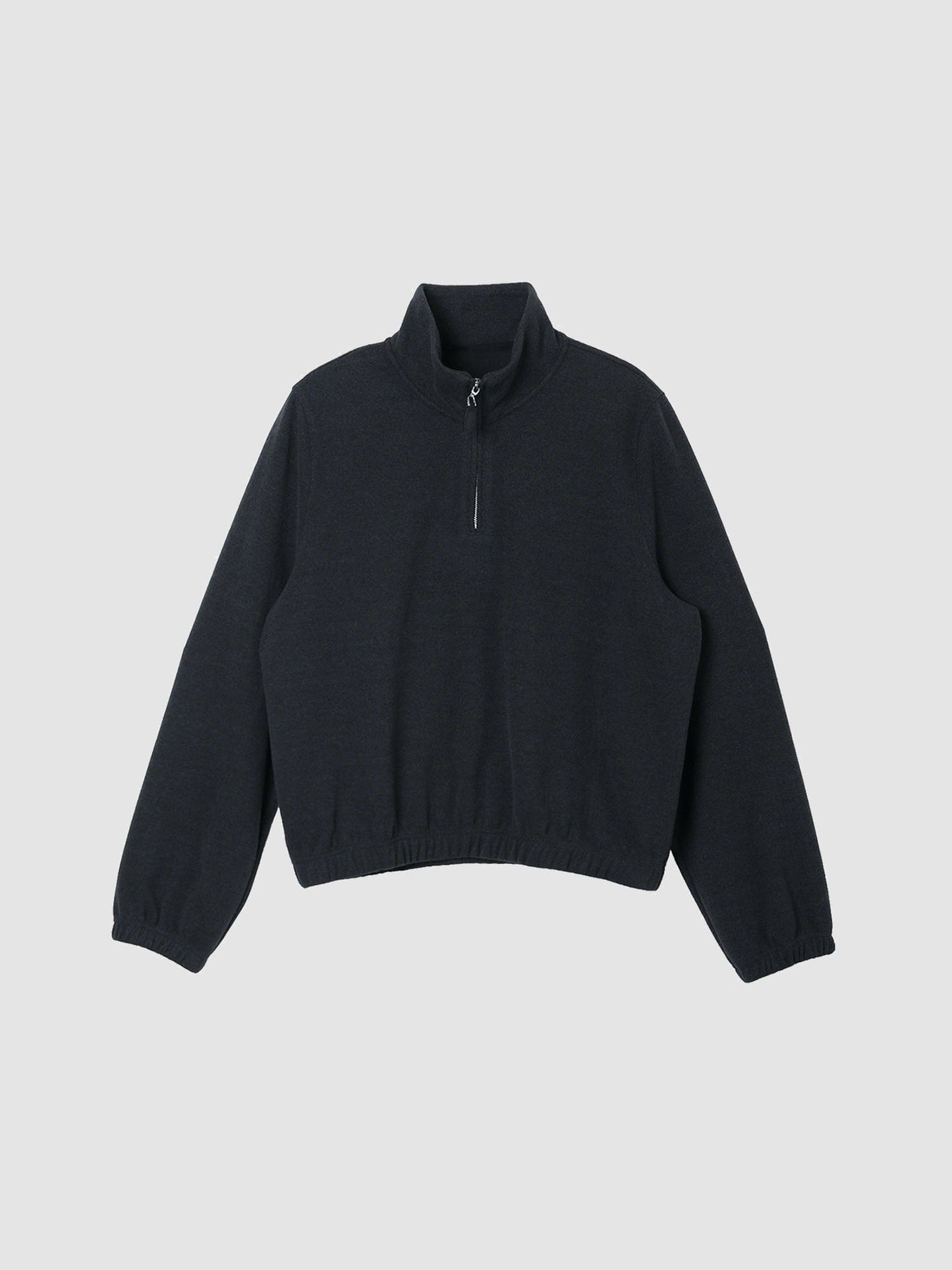 Arkin Studio minimalist half zip sweatshirt in charcoal, main view on a white background