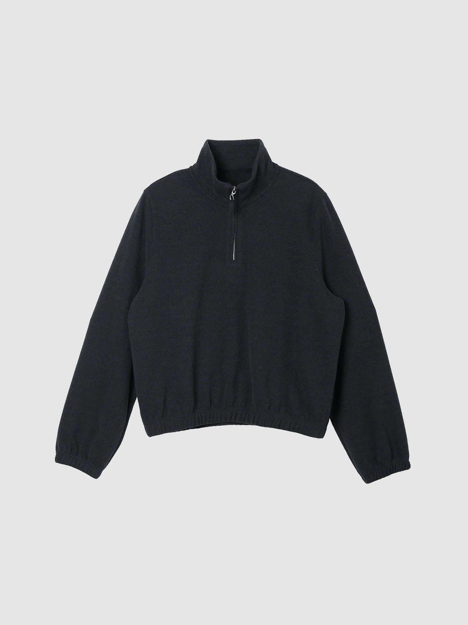 Arkin Studio minimalist half zip sweatshirt in charcoal, main view on a white background