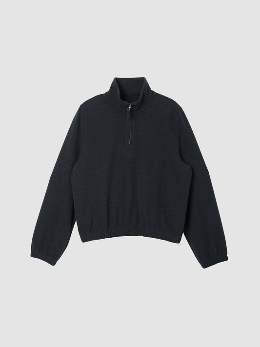 Arkin Studio minimalist half zip sweatshirt in charcoal, main view on a white background