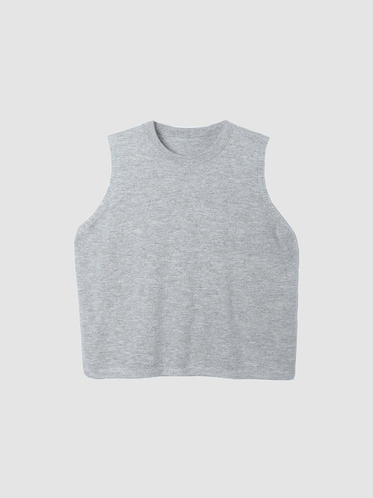 Arkin Studio minimalist round neck tank top in light-gray, main view on a white background