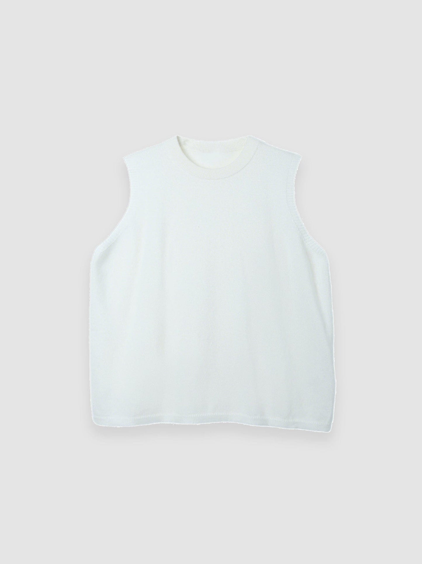 Arkin Studio minimalist round neck tank top in white, main view on a white background
