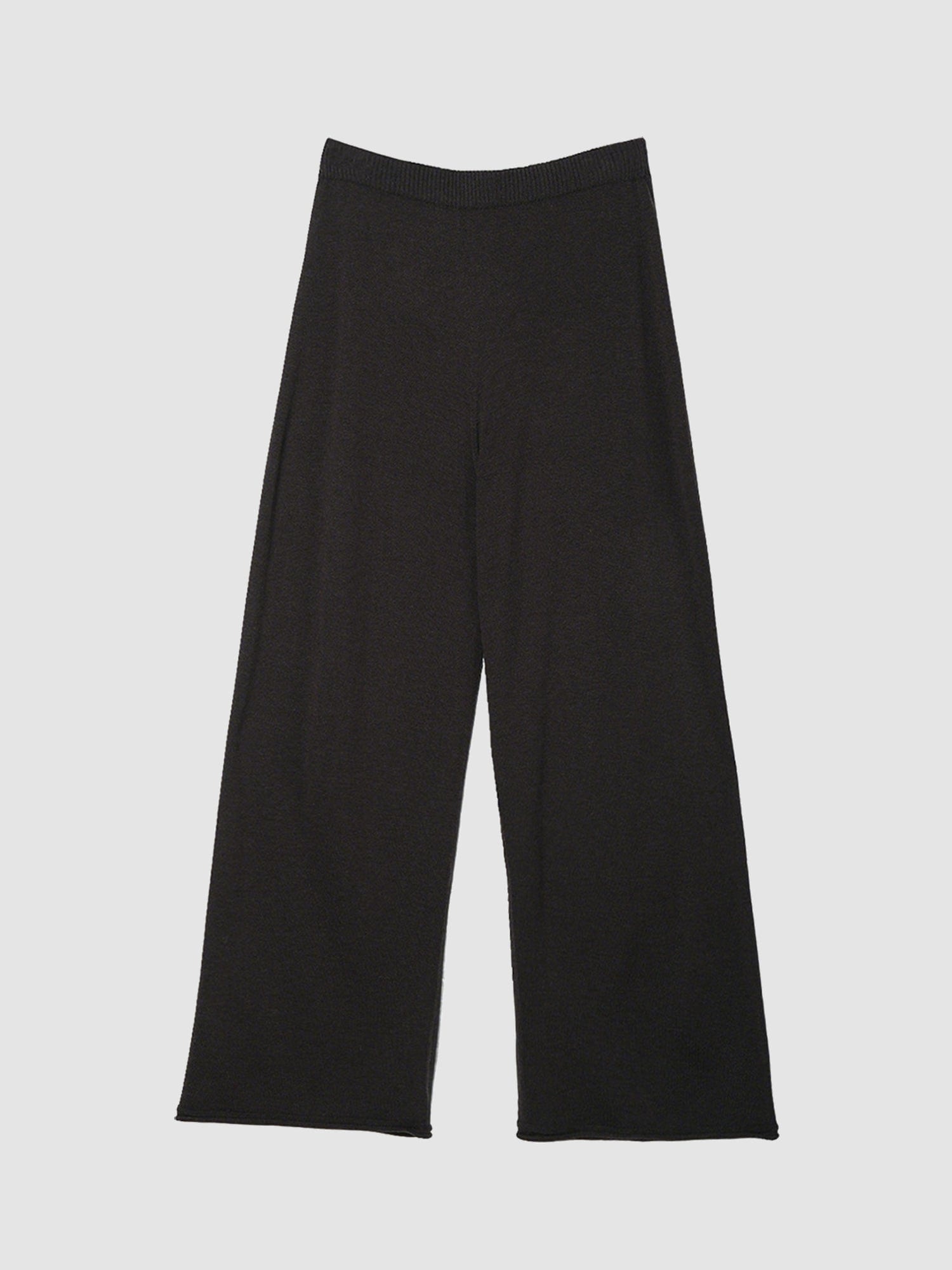 Arkin Studio relaxed drape knit pants in dark brown, main view on a white background