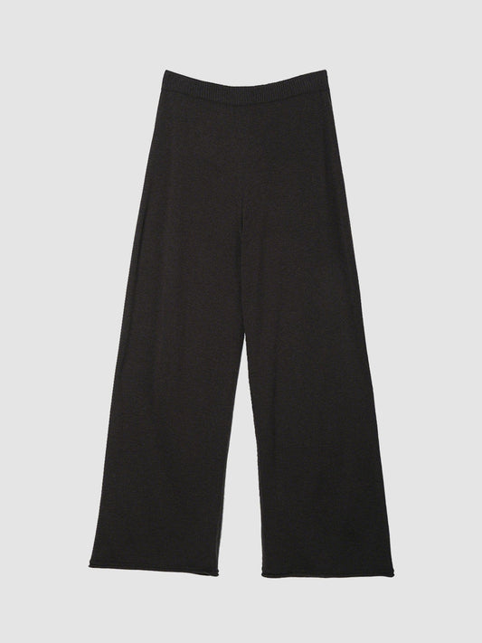 Arkin Studio relaxed drape knit pants in dark brown, main view on a white background