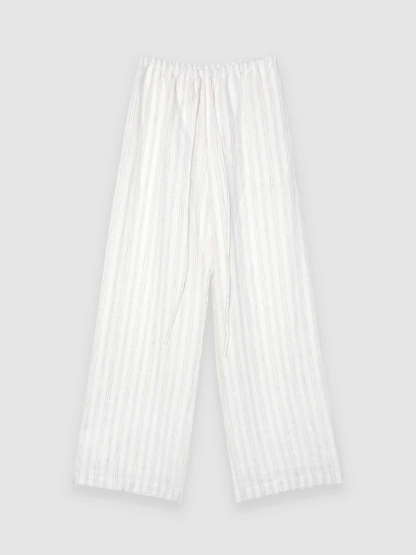 Arkin Studio striped linen drawstring wide leg pants in ivory, main view on a white background