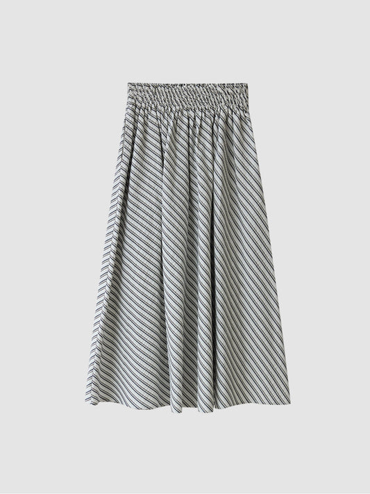 Arkin Studio striped pleated a-line midi skirt with striped pattern, main view on white background