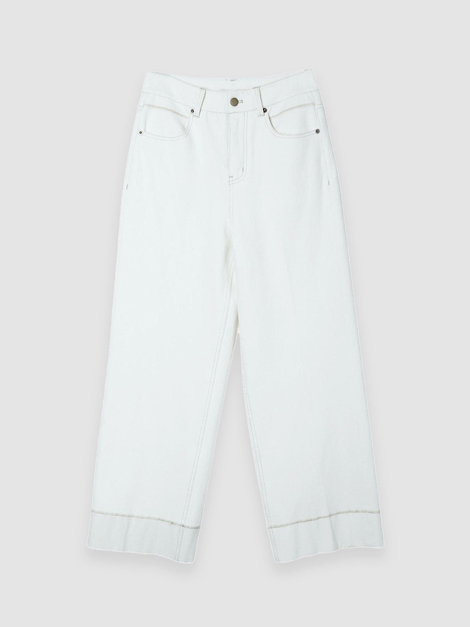 Arkin Studio tailored cropped jeans with topstitching in white, main view on a white background