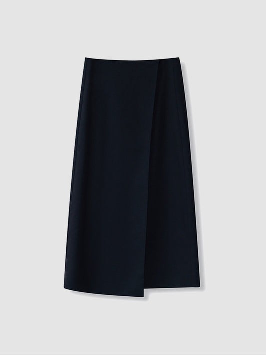 Arkin Studio tencel wool twill a-line skirt in black, main view on white background
