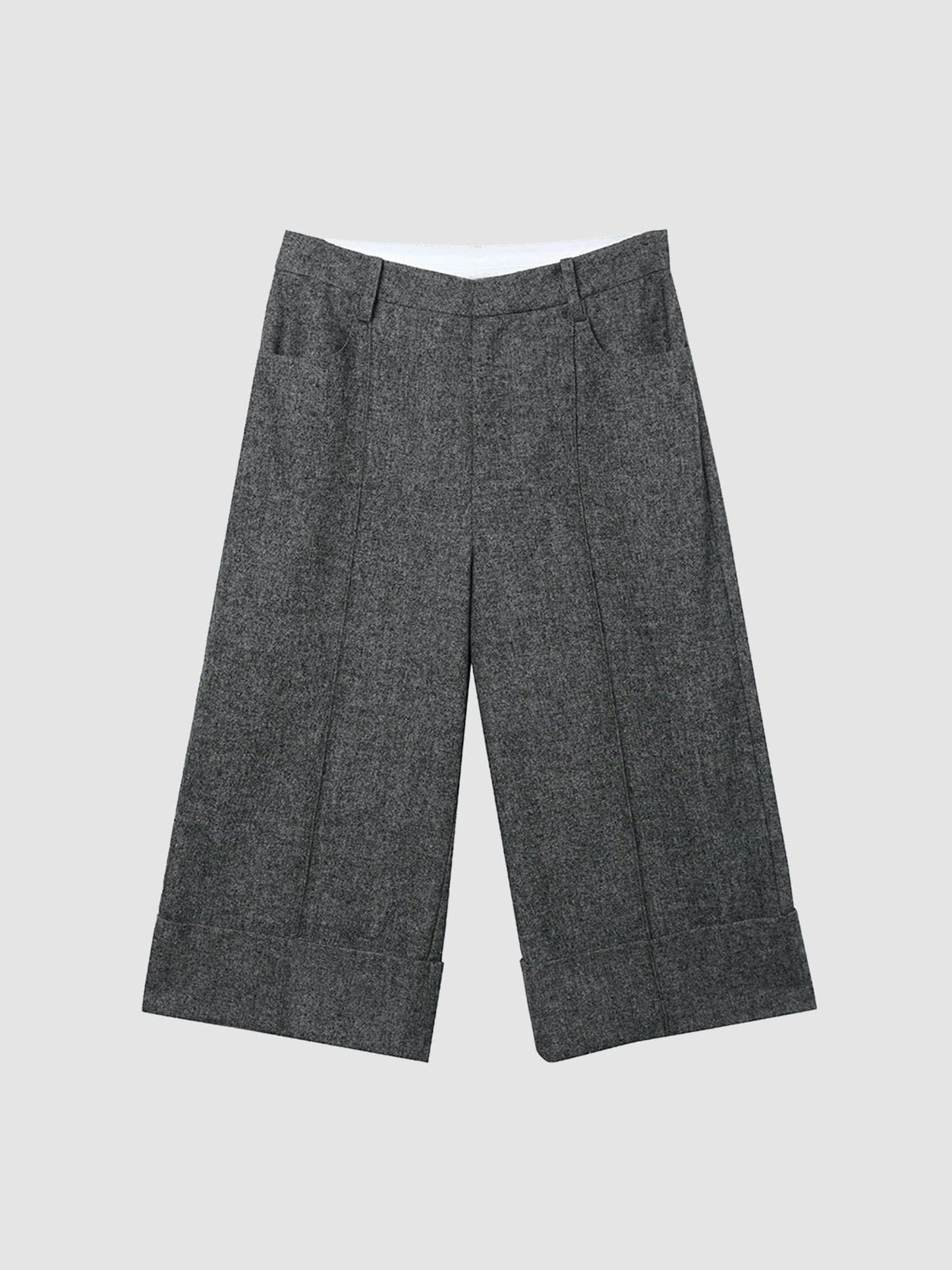 Arkin Studio turn-up hem wool trousers in gray, main view on a white background