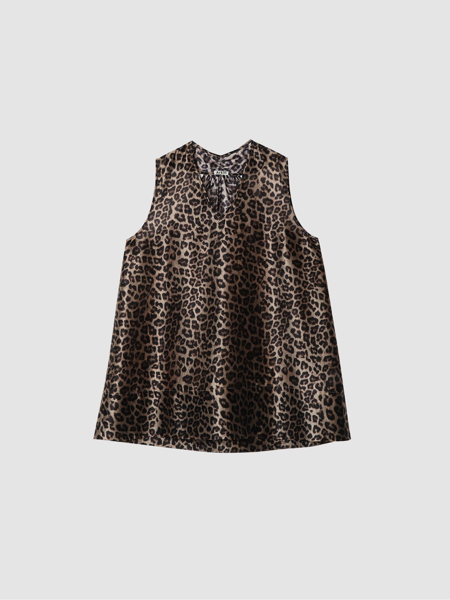 Arkin Studio wild leopard halter top with leopard pattern, main view on a white background