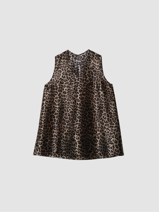 Arkin Studio wild leopard halter top with leopard pattern, main view on a white background