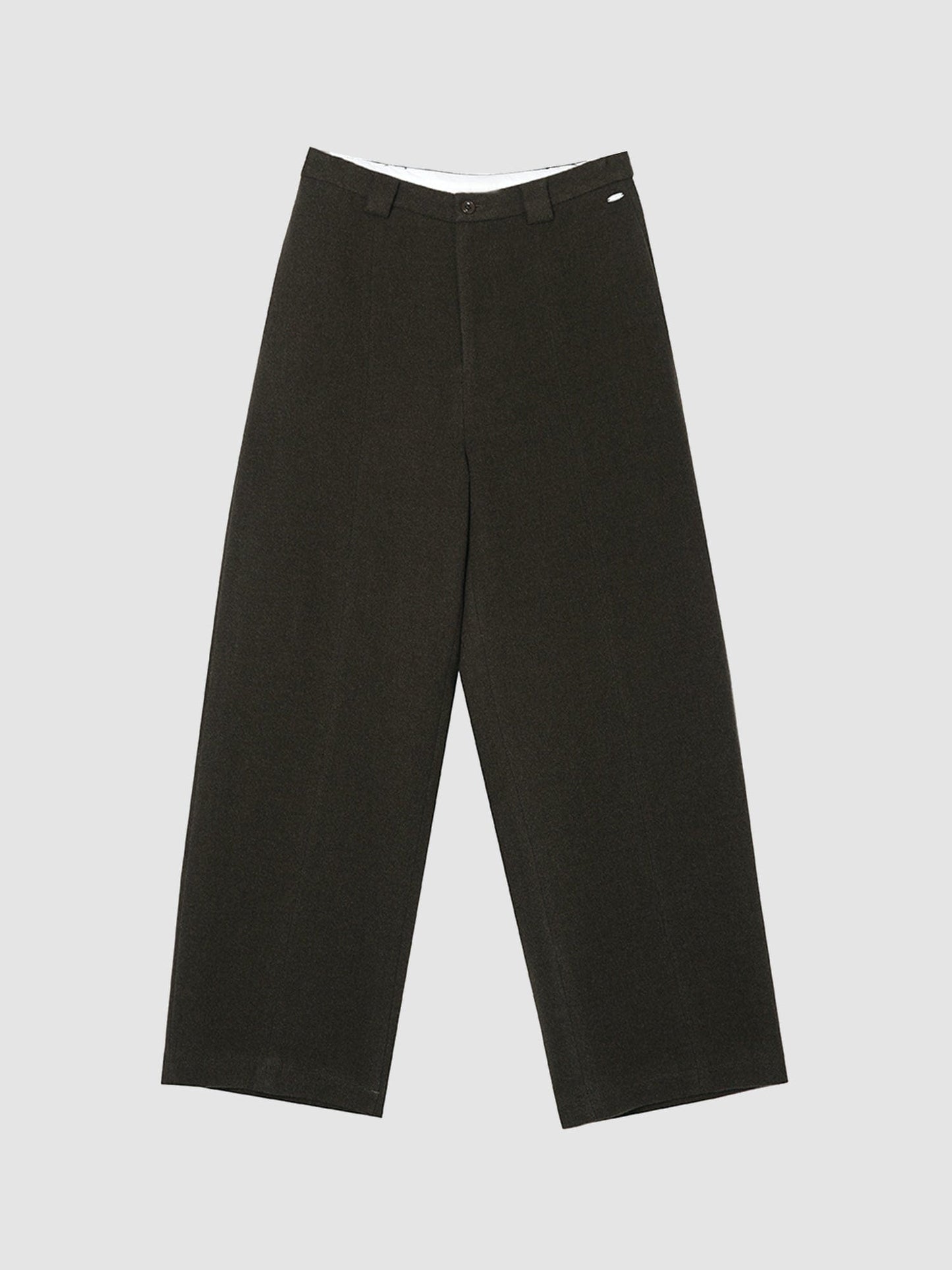 Arkin Studio wool blend straight leg trousers in olive-green, main view on a white background