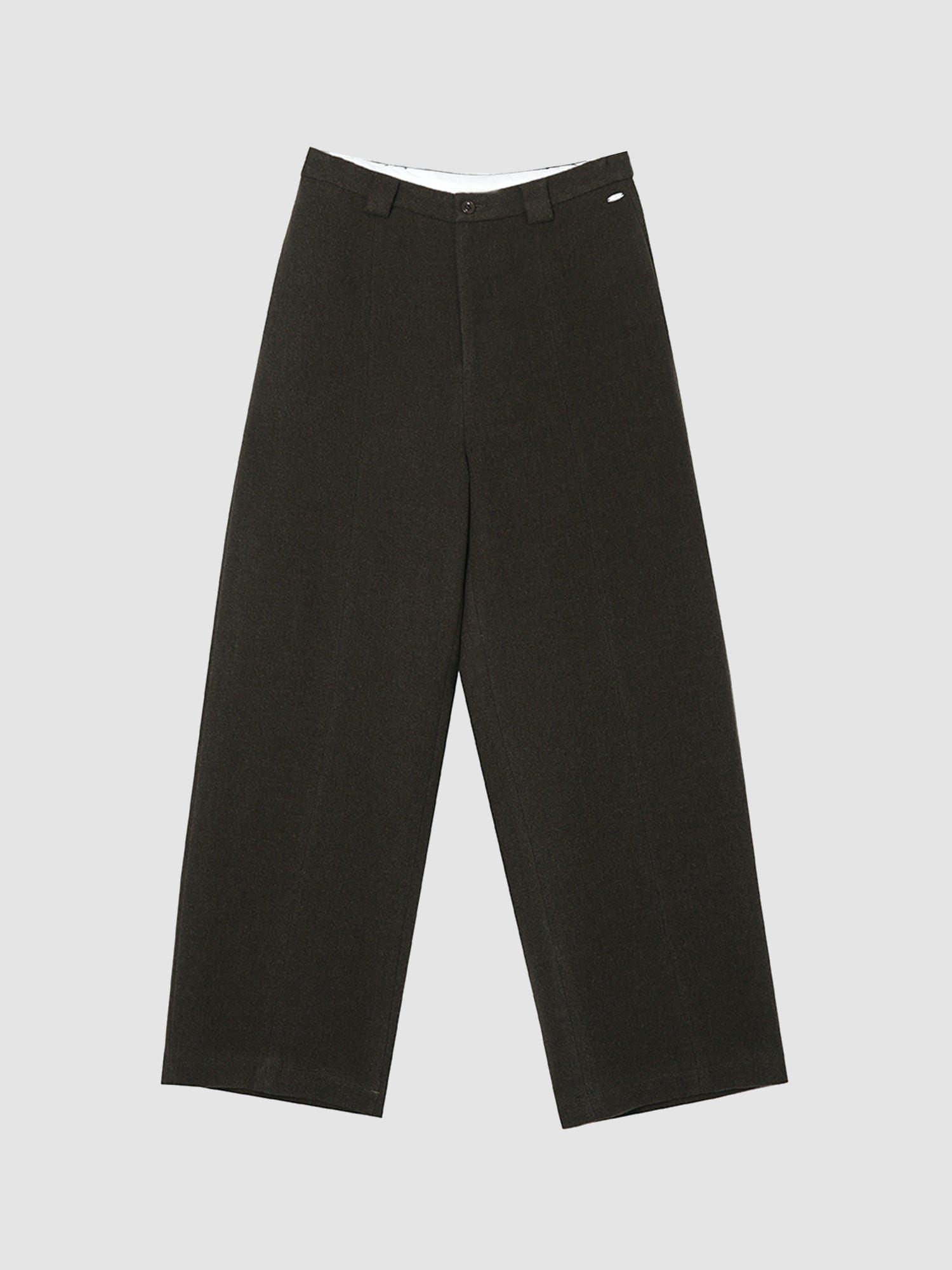 Arkin Studio wool blend straight leg trousers in olive-green, main view on a white background