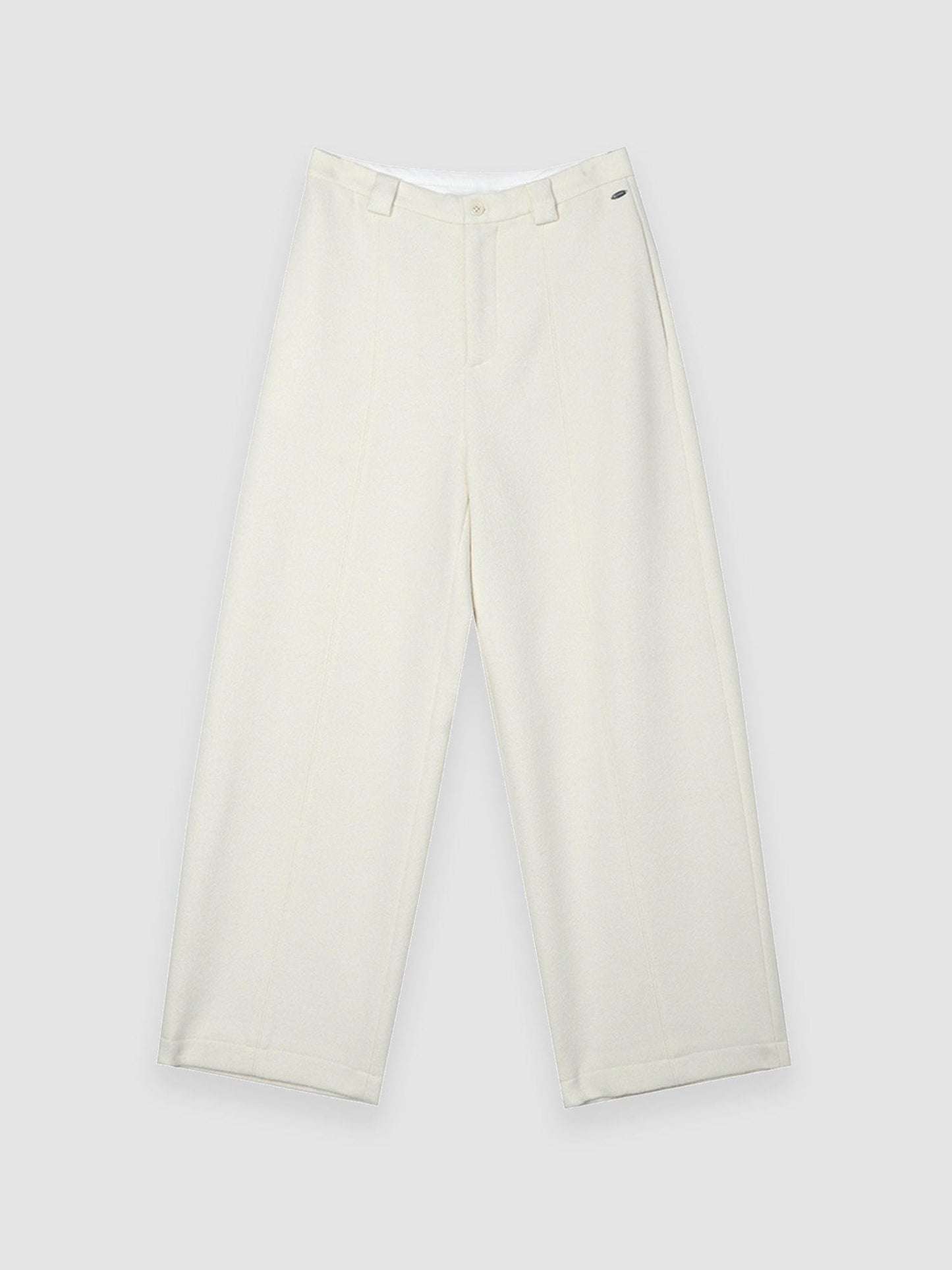 Arkin Studio wool blend straight leg trousers in white, main view on a white background